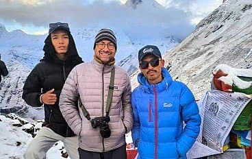 Posing in front of Himalayas